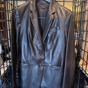 Worth Dark Brown Leather Blazer